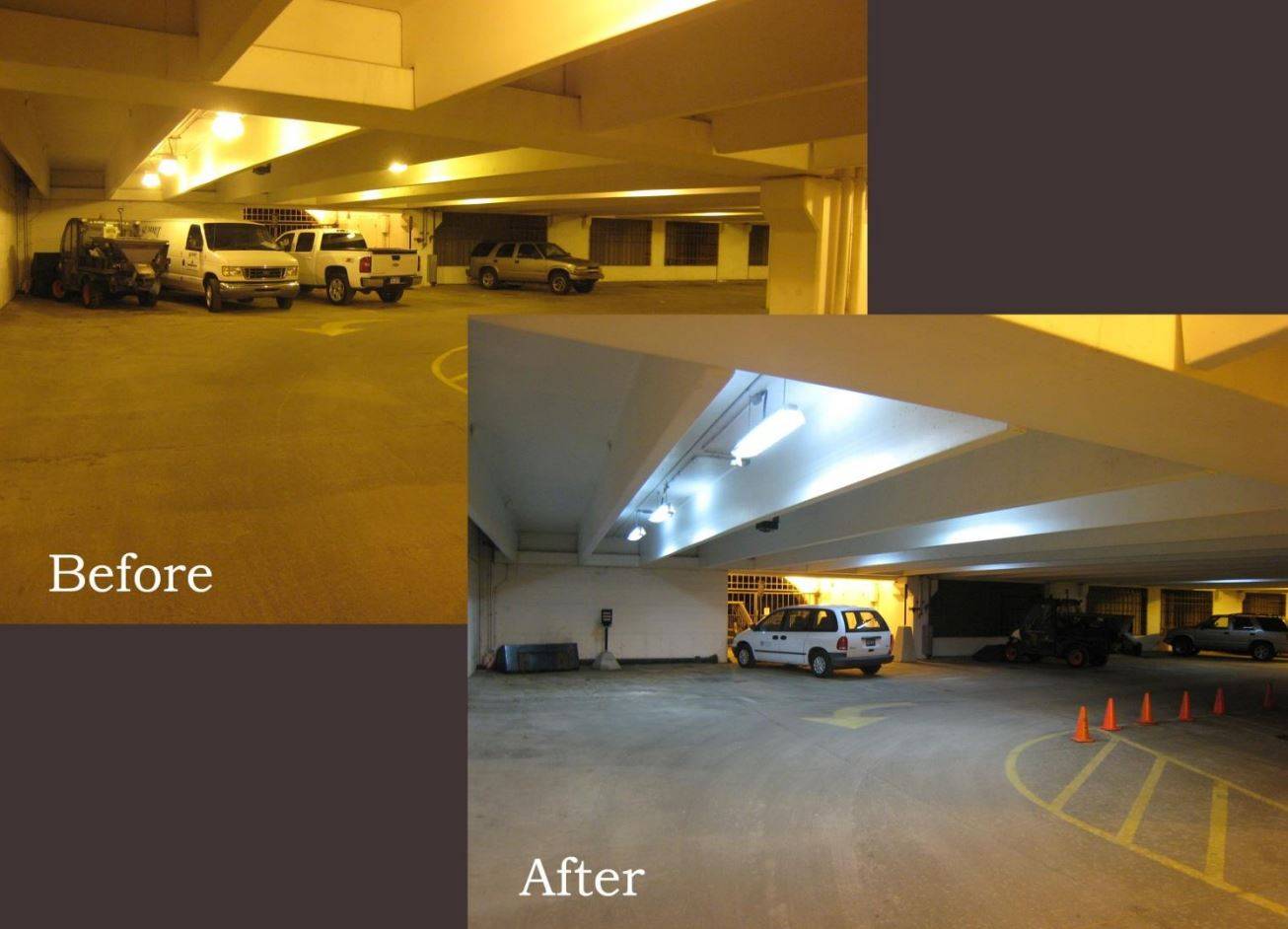 new sustainable lighting in parking ramps